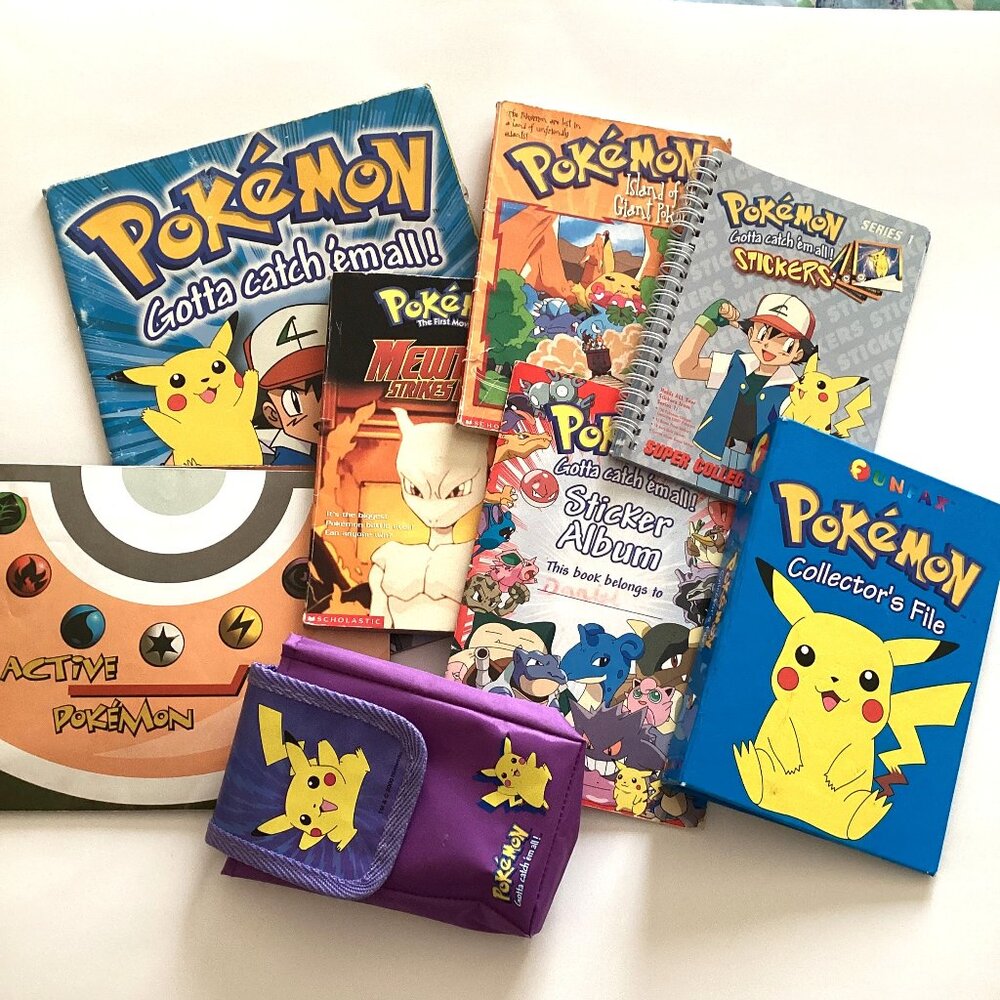 Bundle of Random Pokémon Items Sticker Books Small Case Folder Collectable Items